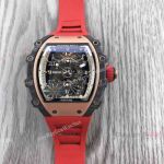 Super Clone Richard Mille RM 21-01 Tourbillon Aerodyne Rose Gold & Carbon TPT Limited Red Rubber Strap watch